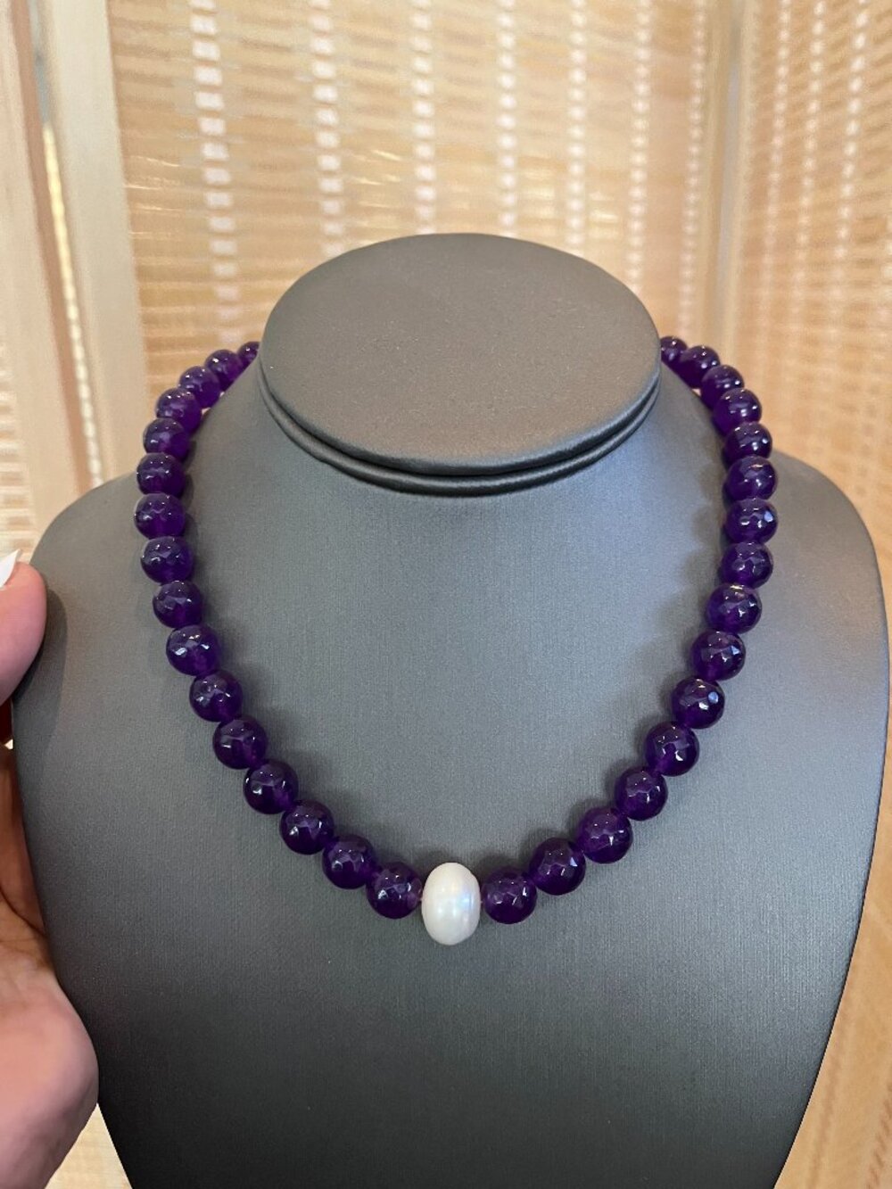 Indian Amethyst and Baroque Pearl Necklace
